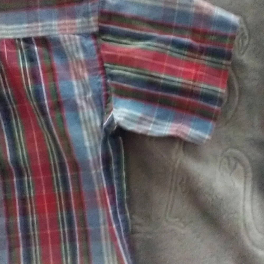 RALPH LAUREN red plaid button down polo shirt~boy's size 4~short‎ sleeves~